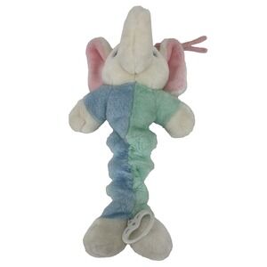 Vintage TB Trading Co Pastel Elephant Plush Musical Pull Toy Crib Brahms Lullaby